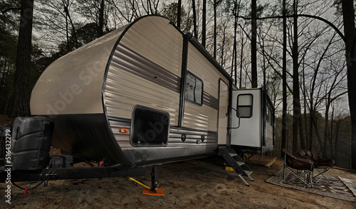 Bumper pull trailer at a campsite in North Carolina © Guy Sagi