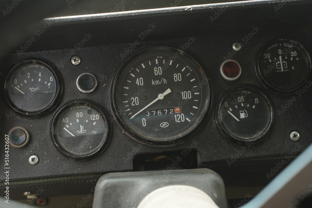 Fototapeta premium instrument panel of a Russian military car