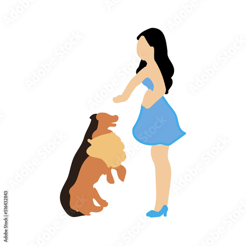 illustration of a girl with a dog
