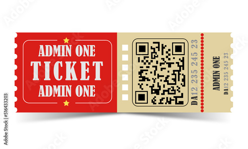 vintage and stylish ticket with red color and white background for poster, concert or party