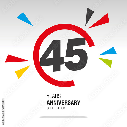 45 Years Anniversary, number in broken circle with colorful bang of confetti, logo, icon, white background Free Download 45 Years Anniversary, number in broken circle with colorful bang of confetti, logo, icon, white background - GFXLoad