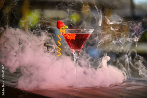 cocktail with ice on the table