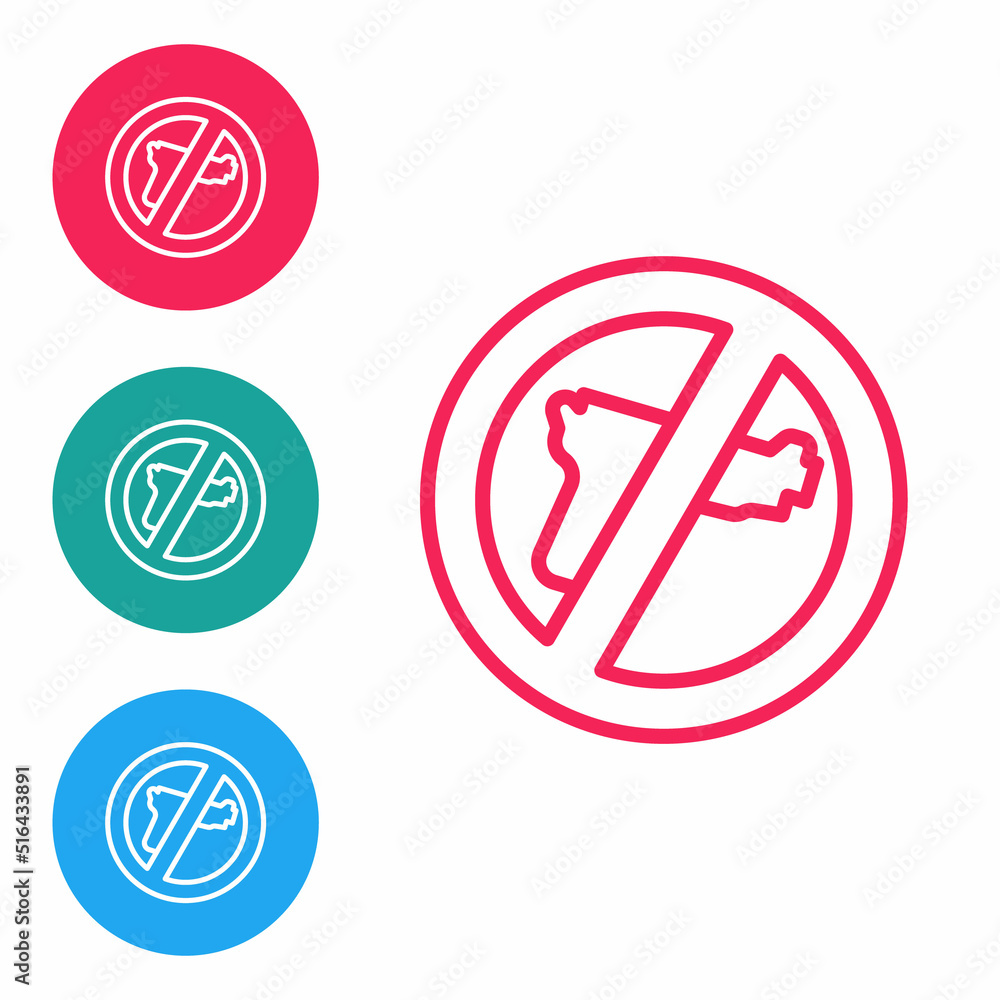 Red line No war icon isolated on white background. The peace symbol. Set icons in circle buttons. Vector Red line No war icon isolated on white background. The peace symbol. Set icons in circle buttons. Vector