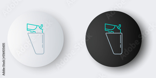 Line Revolver gun in holster icon isolated on grey background. Colorful outline concept. Vector