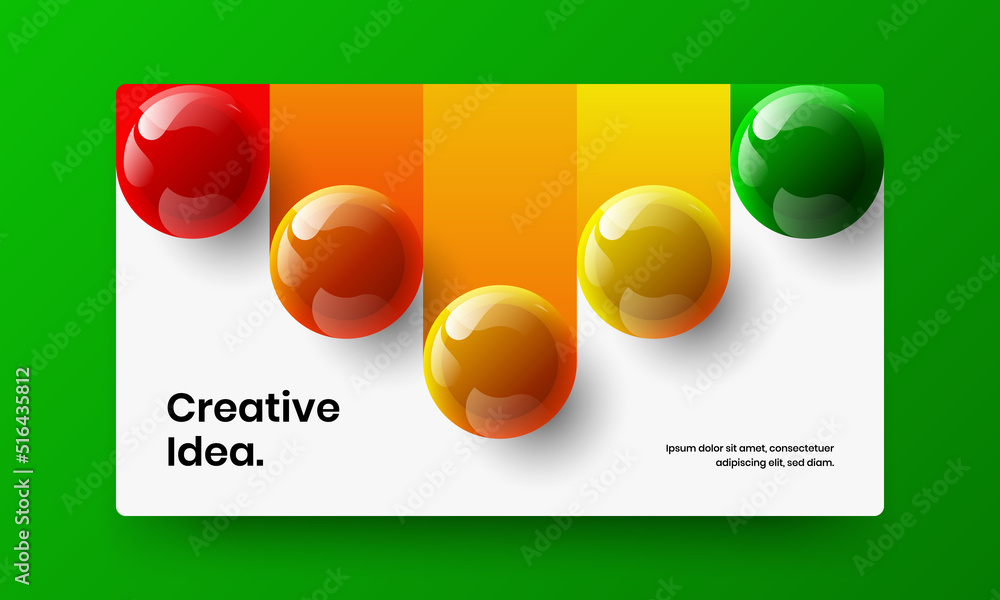 Abstract 3D spheres site concept. Fresh website screen vector design layout.