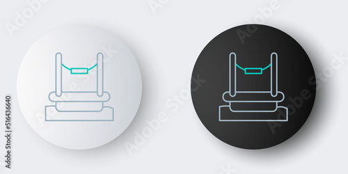 Line Bungee trampoline attraction with metal ladder icon isolated on grey background. Colorful outline concept. Vector