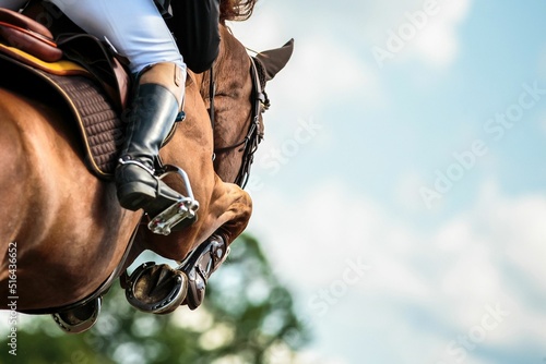 Fotobehang Horse Jumping, Equestrian Sports, Show Jumping themed photo.