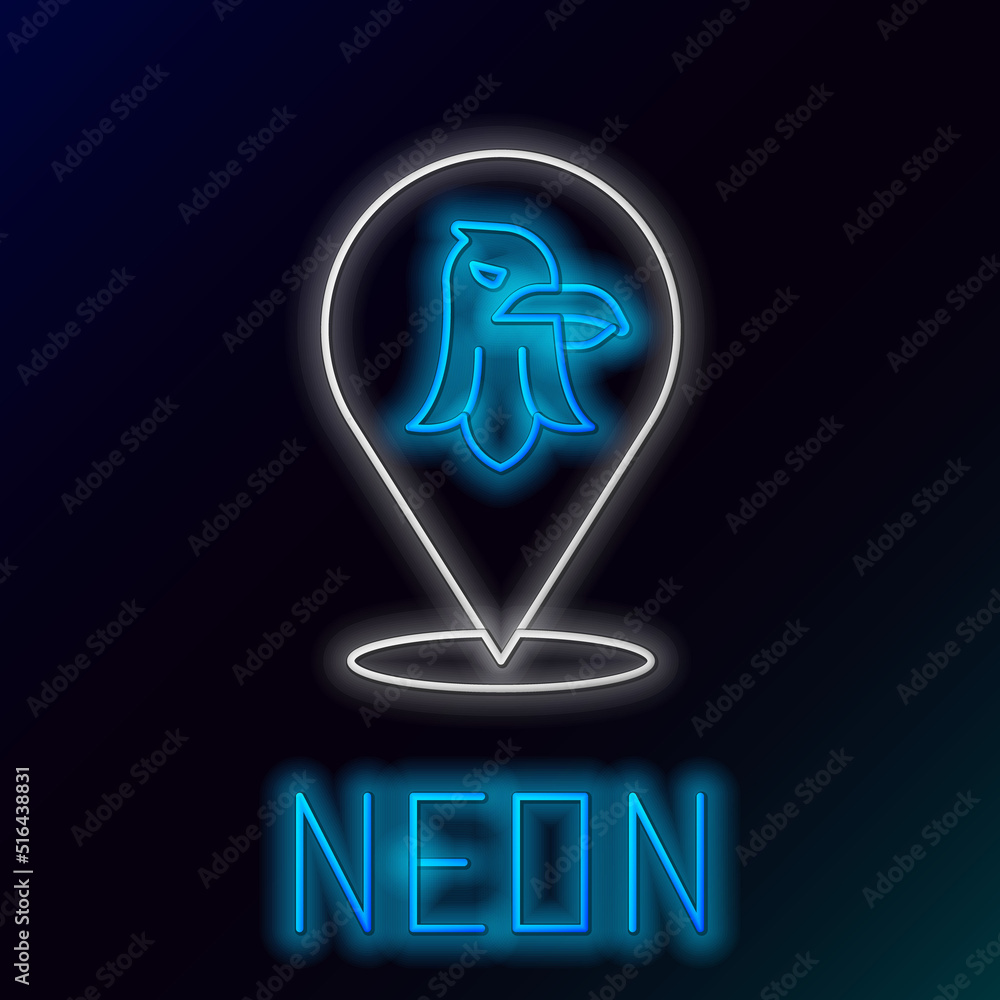 Glowing neon line Eagle icon isolated on black background. American Presidential symbol. Colorful outline concept. Vector Glowing neon line Eagle icon isolated on black background. American Presidential symbol. Colorful outline concept. Vector