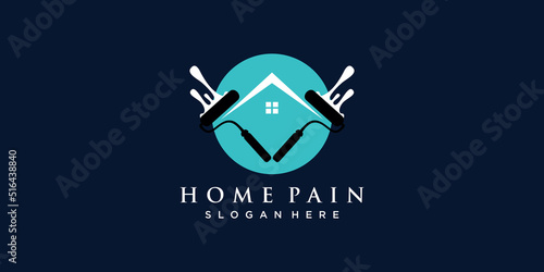 Paint house  logo design renovation icon, painting services icon,full color and unique Premium Vector