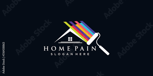 Paint house  logo design renovation icon, painting services icon,full color and unique Premium Vector