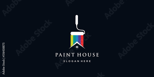 Paint house  logo design renovation icon, painting services icon,full color and unique Premium Vector