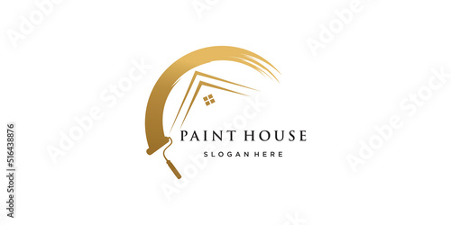Paint house  logo design renovation icon, painting services icon,full color and unique Premium Vector