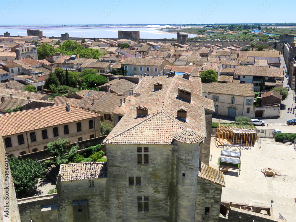 Paysage urbain de la cité médiéval à Aigues-Mortes, Occitanie	