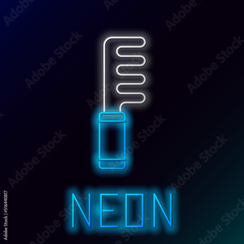 Glowing neon line Hairbrush icon isolated on black background. Comb hair sign. Barber symbol. Colorful outline concept. Vector