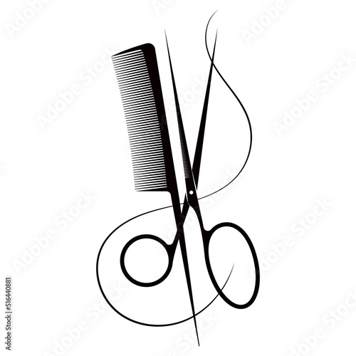 Scissors and comb stylist design. Symbol for beauty salon and hair stylist