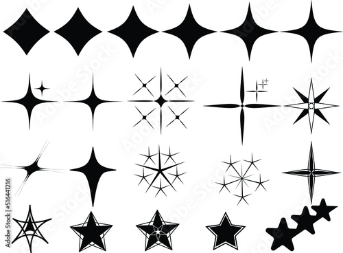 Vector set of Y2K stars and retro-futuristic elements  for decoration