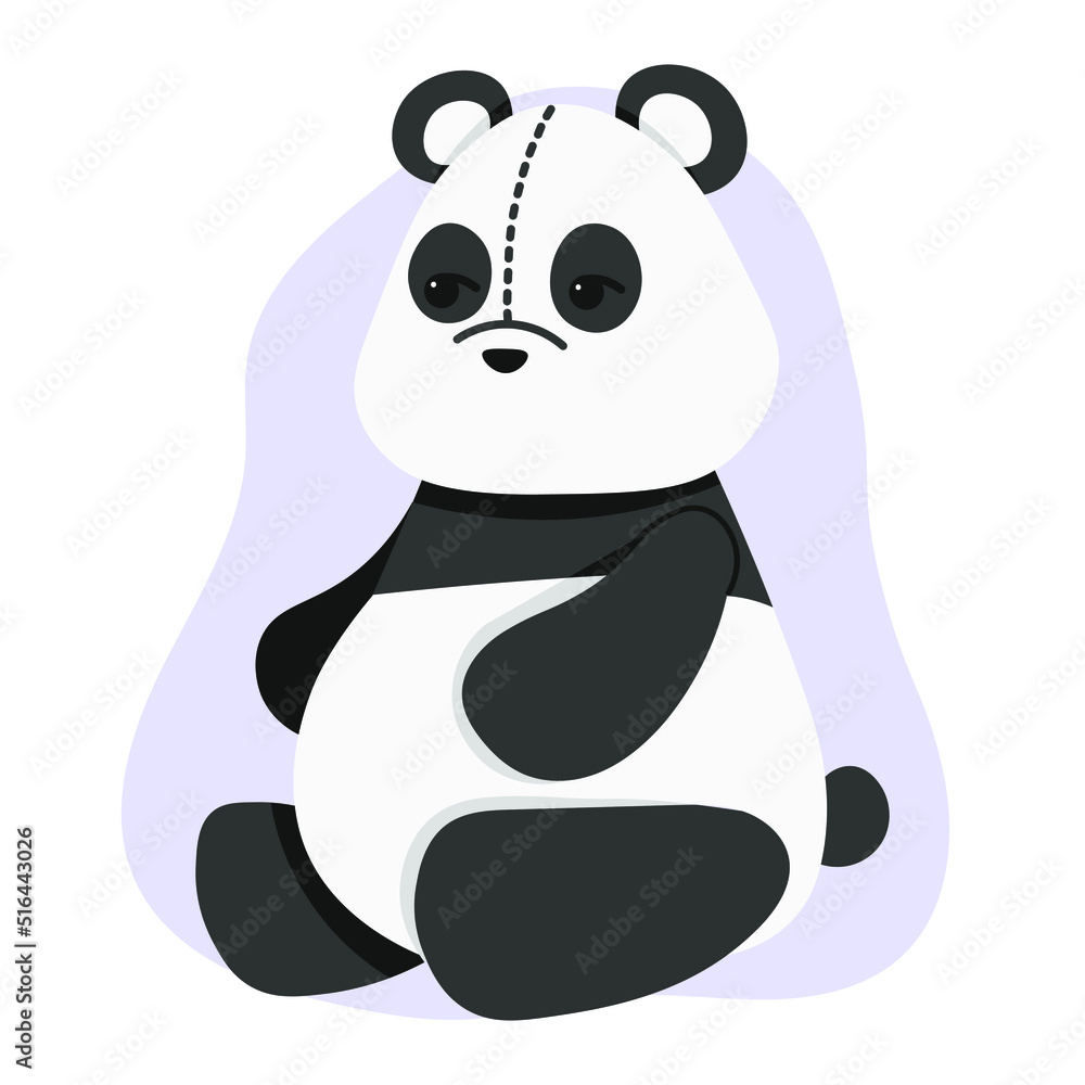 Fototapeta premium Cute teddy panda. Vector illustration in a flat style. Plush panda toy