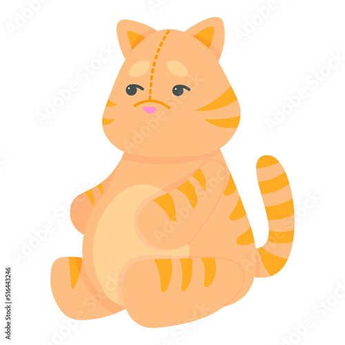 Cute plush cat. Vector illustration in a flat style. Plush toy cat
