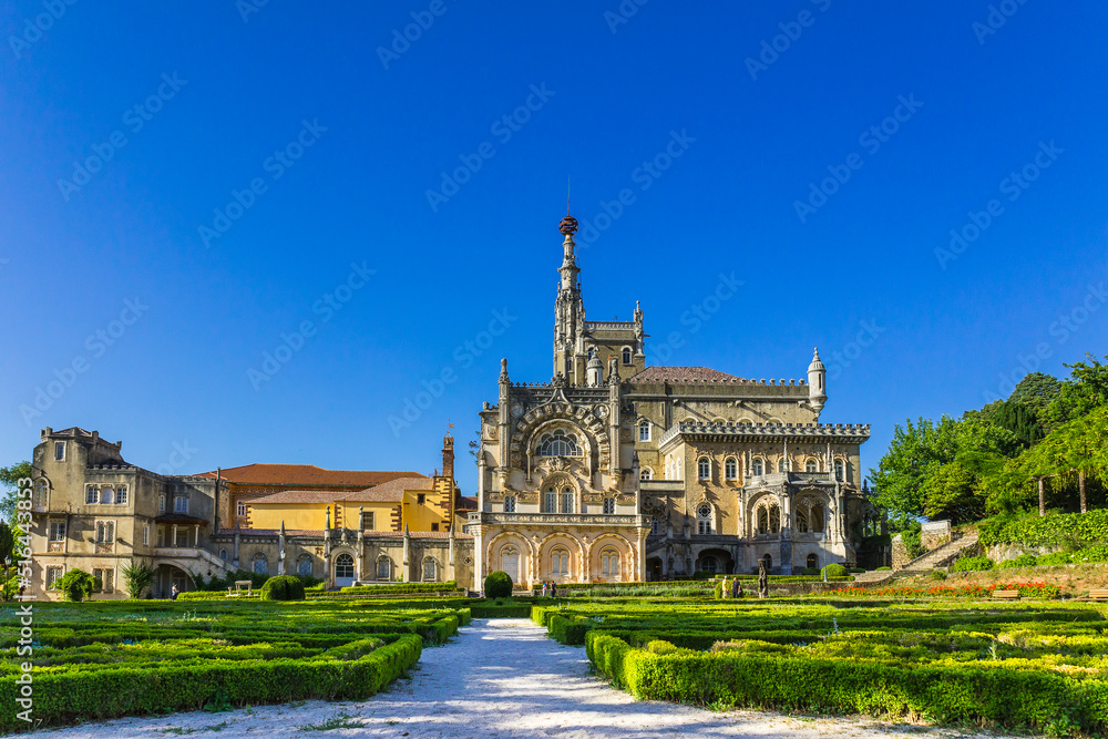 Bussaco palace located in the portuguese thermal region of Luso, worldwide known by it´s mineral waters. Palace in the woods in the protected forest of Bussaco