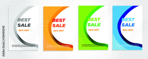 banner sale flash sale 4 sets of bright colorful elegant simple 3d mock up vector design