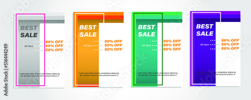 banner sale flash sale 4 sets of bright colorful elegant simple 3d mock up vector design