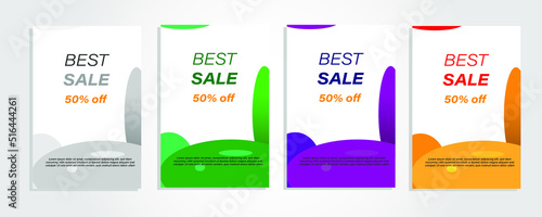 banner sale flash sale 4 sets of bright colorful elegant simple 3d mock up vector design