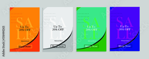 banner sale flash sale 4 sets of bright colorful elegant simple 3d mock up vector design