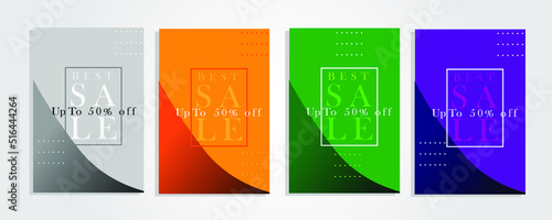 banner sale flash sale 4 sets of bright colorful elegant simple 3d mock up vector design