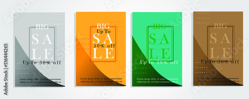 banner sale flash sale 4 sets of bright colorful elegant simple 3d mock up vector design