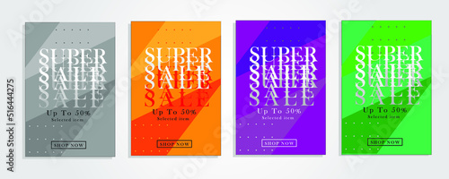 banner sale flash sale 4 sets of bright colorful elegant simple 3d mock up vector design