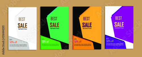 banner sale flash sale 4 sets of bright colorful elegant simple 3d mock up vector design