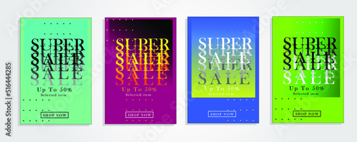 banner sale flash sale 4 sets of bright colorful elegant simple 3d mock up vector design