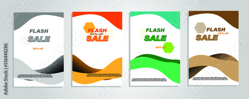 banner sale flash sale 4 sets of bright colorful elegant simple 3d mock up vector design