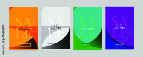 banner sale flash sale 4 sets of bright colorful elegant simple 3d mock up vector design