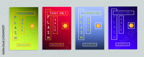 banner sale flash sale 4 sets of bright colorful elegant simple 3d mock up vector design