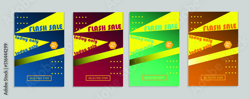 banner sale flash sale 4 sets of bright colorful elegant simple 3d mock up vector design