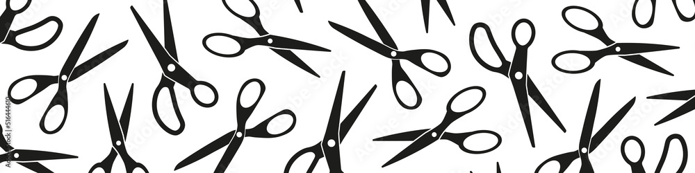 black tailor scissors banner - vector illustration Stock Vector | Adobe