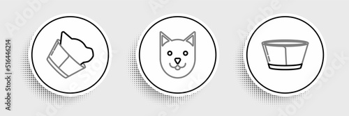 Set line Protective cone collar, Veterinary clinic symbol and Cat icon. Vector