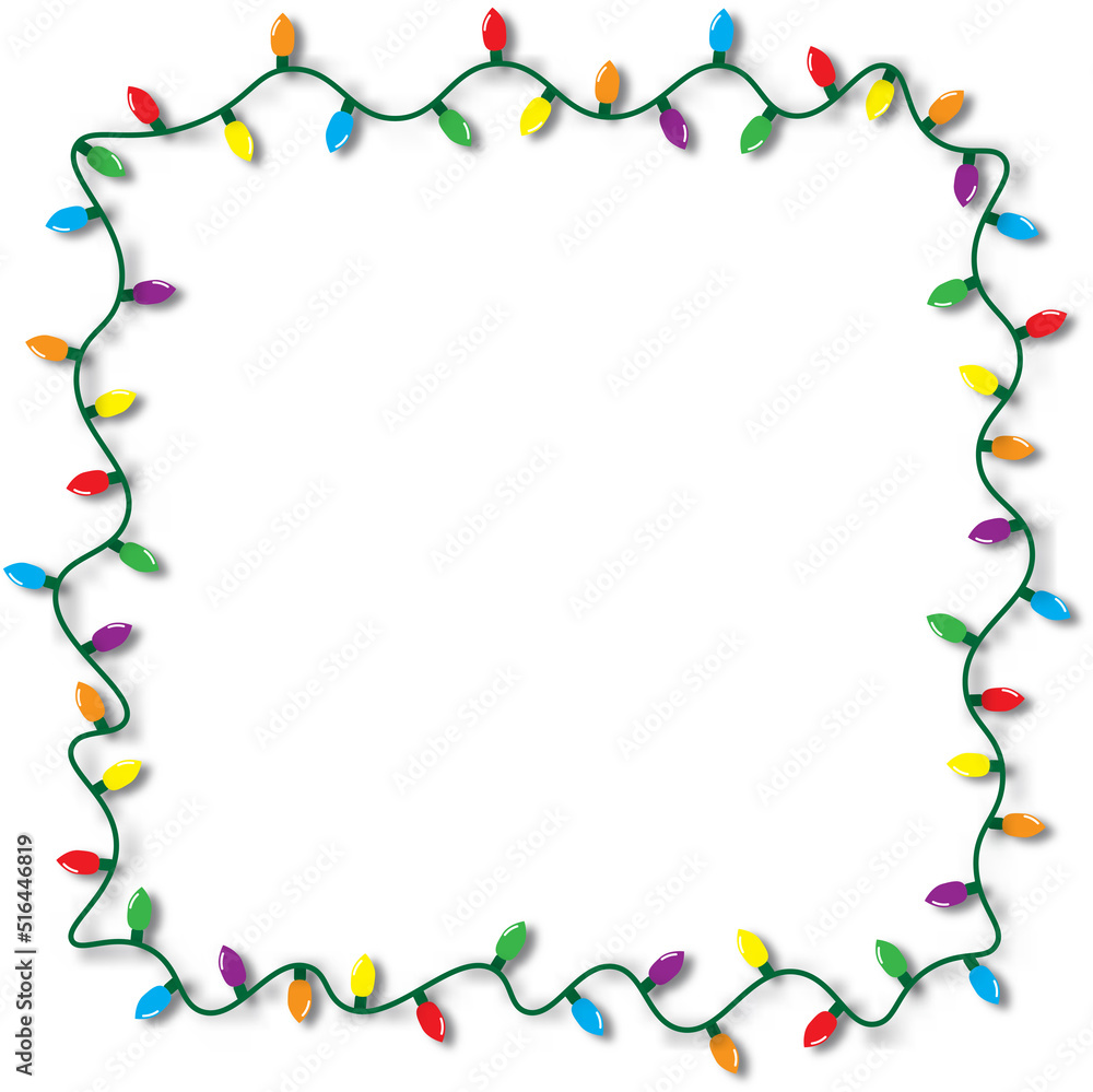 Obraz premium Christmas lights string isolated frame on white background vector