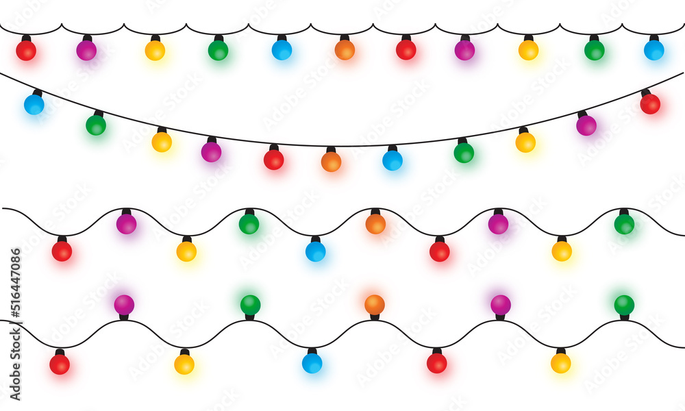 Christmas lights string isolated on white background vector Christmas lights string isolated on white background vector