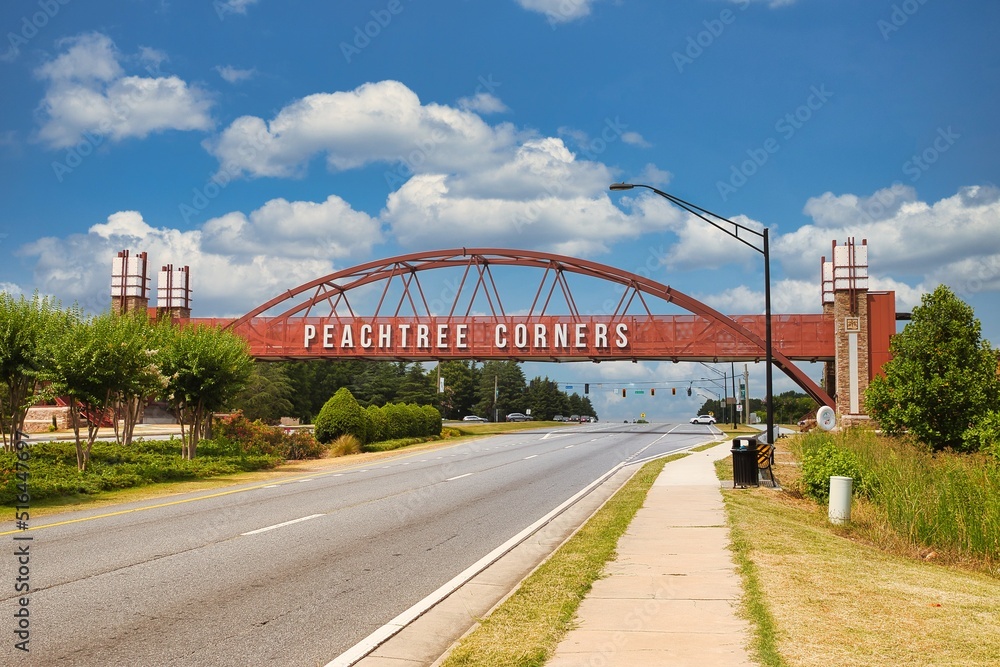 Obraz premium Peachtree Corners sign in Norcross Georgia