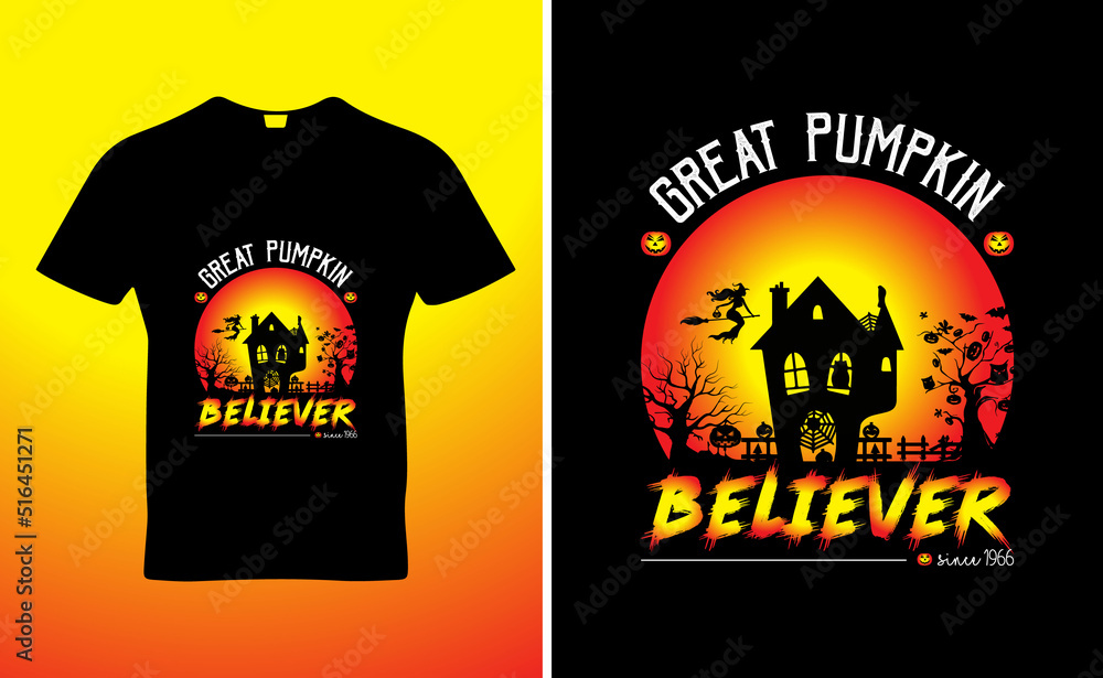 Great pumpkin believer since 1966 quote t-shirt template design vector