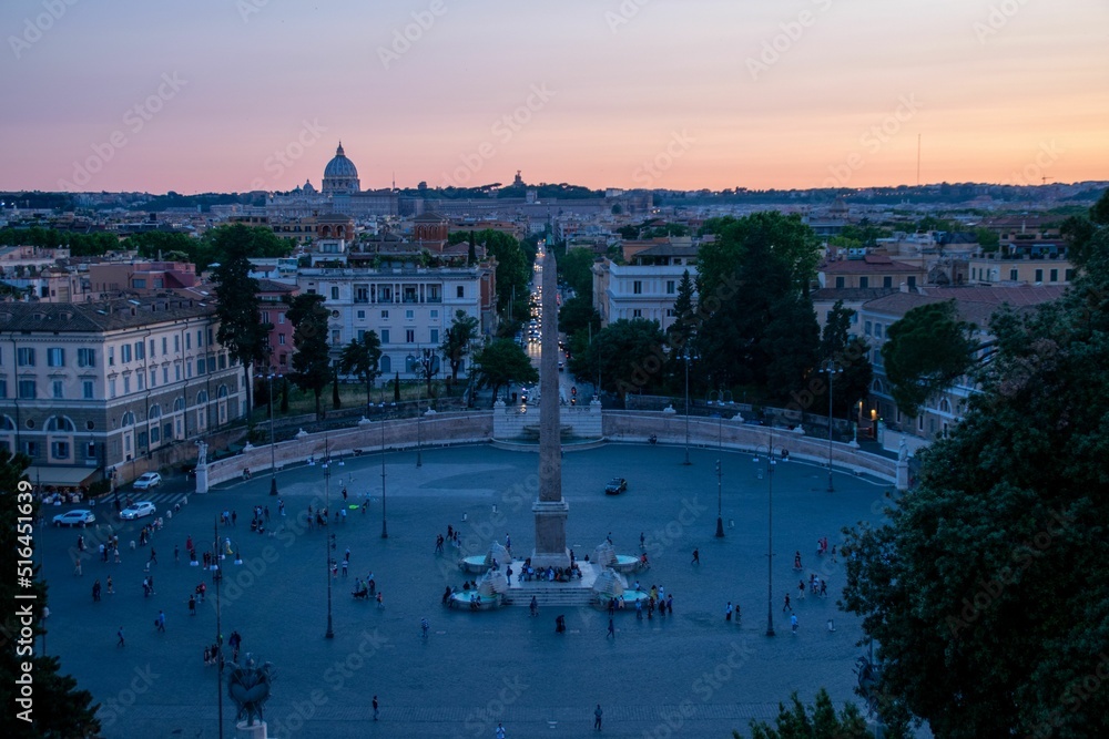Ταπετσαρία Aerial view of Villa Borghese park in Rome, Italy in sunset sky background