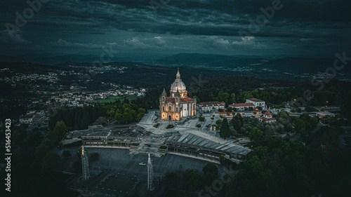 Aerial view of the Basilica of Superga in Italy in the evening photo