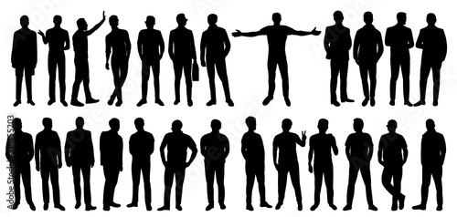 men set black silhouette, isolated, vector