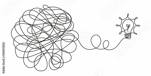 Vector illustration of a confusing thought that becomes an idea.