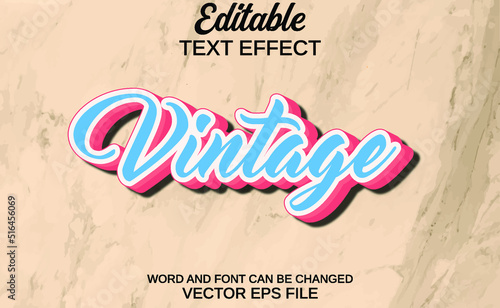 editable vector text effect vintage
