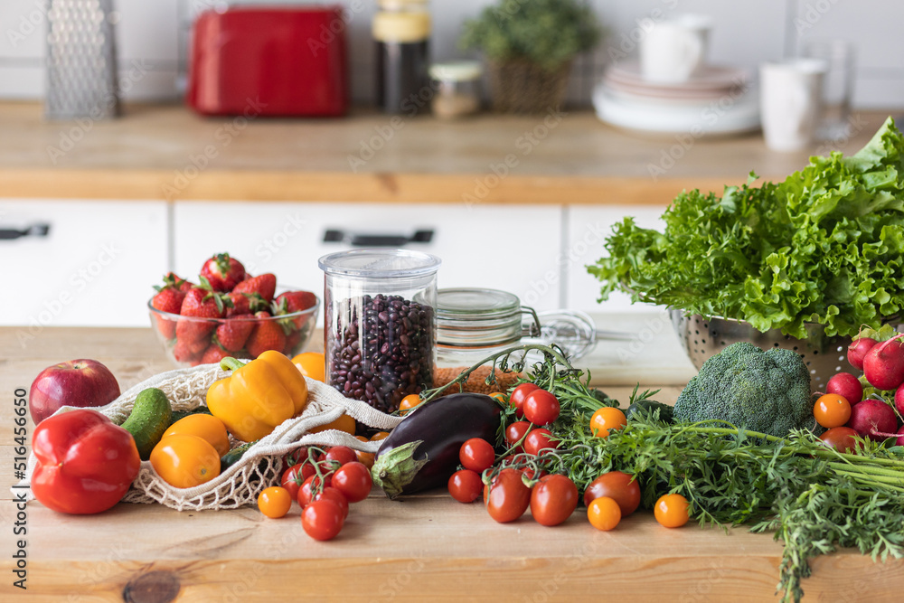 Fresh organic ingredients for delicious summer vegetarian salad: pepper, tomato, cucumber. Concept of healthy lifestyle, low calories homemade meal, balanced nutrition Fresh organic ingredients for delicious summer vegetarian salad: pepper, tomato, cucumber. Concept of healthy lifestyle, low calories homemade meal, balanced nutrition