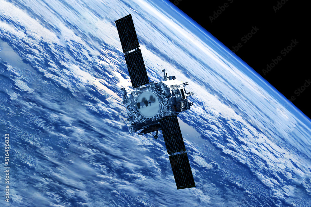 Fototapeta premium Space satellite, above the Earth. Elements of this image furnished by NASA