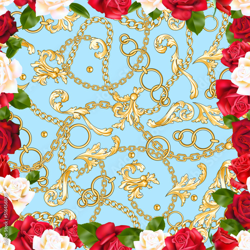 Blue romantic seamless pattern